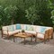 GDFStudio Scarlett Outdoor 8 Seat Teak Finished Acacia Wood Sectional Sofa and Table Set